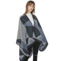 Damen bedruckter Poncho Cape Wendbare vorne offene Schals und Wraps